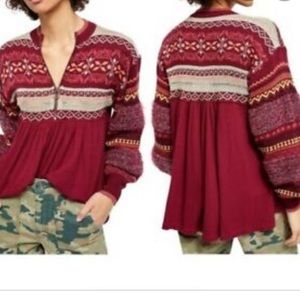 Free People Cabin Fever Sweater Thermal Top Zip